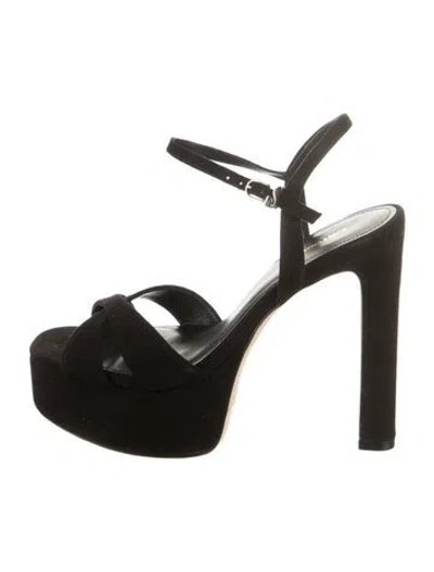 Pre-owned Larroude Suede Sandals W/ Tags In Black