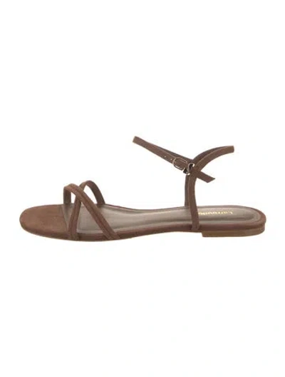 Pre-owned Larroude Suede Sandals W/ Tags In Brown
