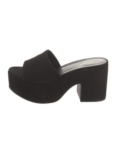 Pre-owned Larroude Suede Slides In Black