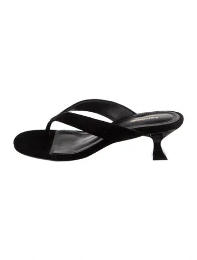 Pre-owned Larroude Suede Slides In Black