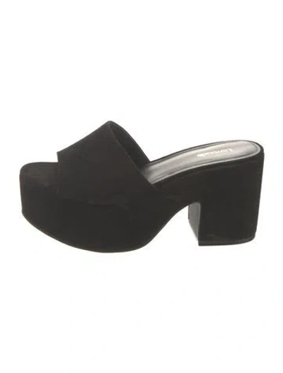 Pre-owned Larroude Suede Slides In Black