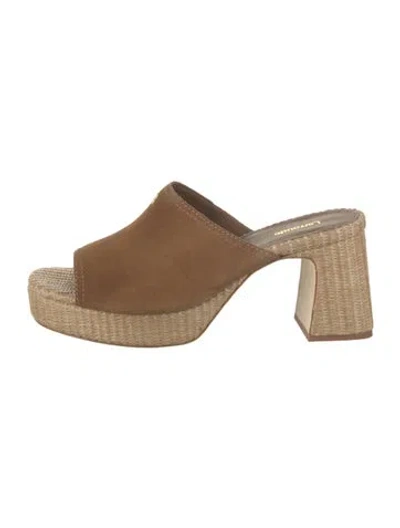 Pre-owned Larroude Suede Slides In Neutral