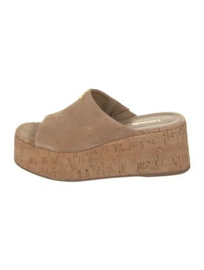 Pre-owned Larroude Suede Slides In Neutrals