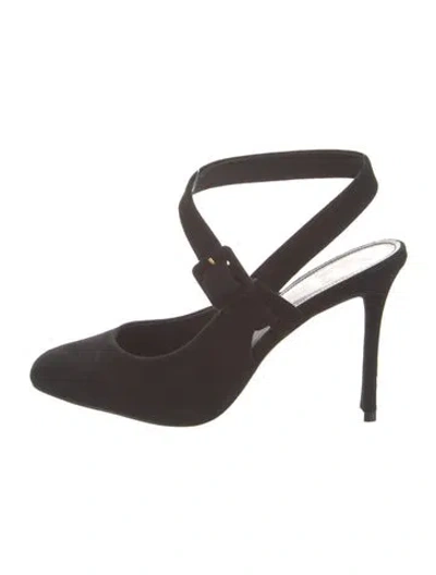 Pre-owned Larroude Suede Slingback Pumps In Black