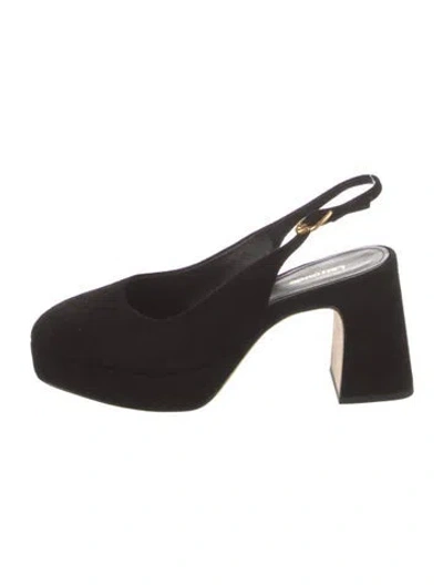 Pre-owned Larroude Suede Slingback Pumps In Black