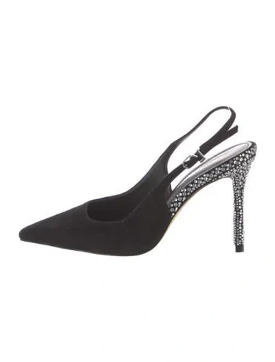 Pre-owned Larroude Suede Slingback Pumps In Black