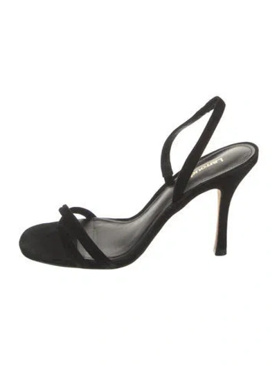 Pre-owned Larroude Suede Slingback Pumps In Black