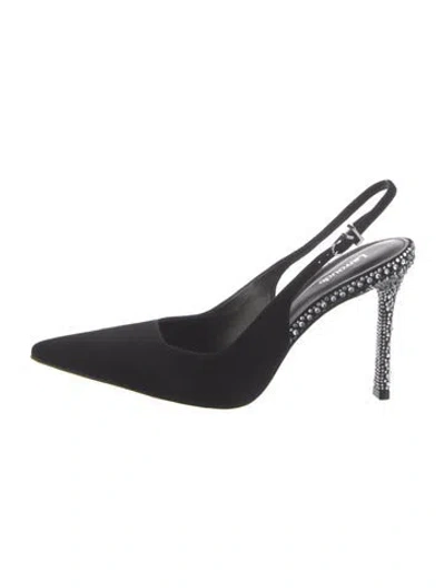 Pre-owned Larroude Suede Slingback Pumps In Black