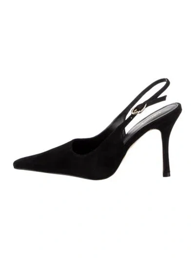 Pre-owned Larroude Suede Slingback Pumps In Black
