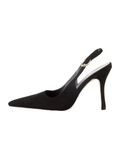 Pre-owned Larroude Suede Slingback Pumps In Black