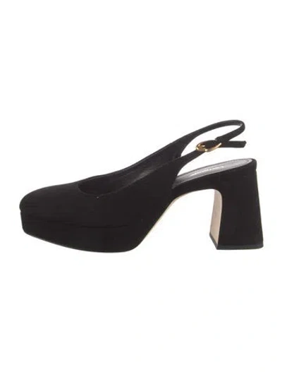 Pre-owned Larroude Suede Slingback Pumps In Black