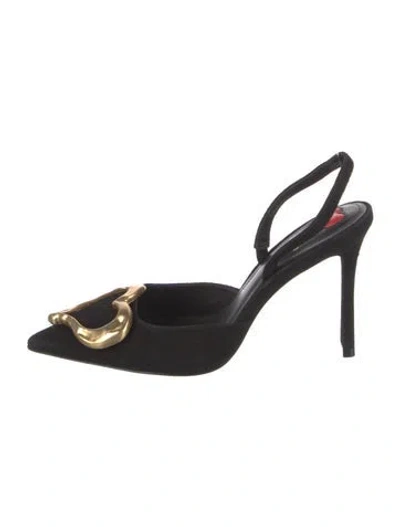 Pre-owned Larroude Suede Slingback Pumps In Black