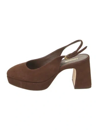Pre-owned Larroude Suede Slingback Pumps In Brown