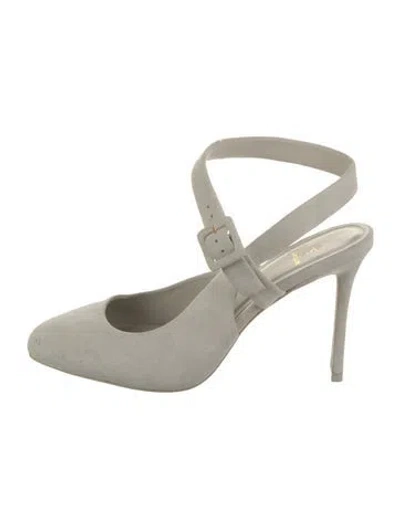 Pre-owned Larroude Suede Slingback Pumps In Neutral