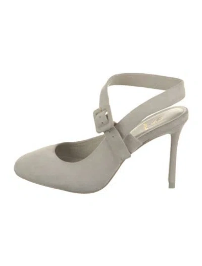 Pre-owned Larroude Suede Slingback Pumps In Neutral