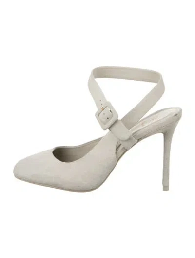 Pre-owned Larroude Suede Slingback Pumps In Neutral