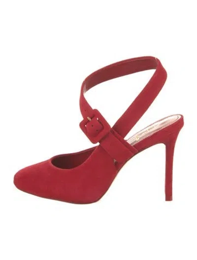 Pre-owned Larroude Suede Slingback Pumps In Red