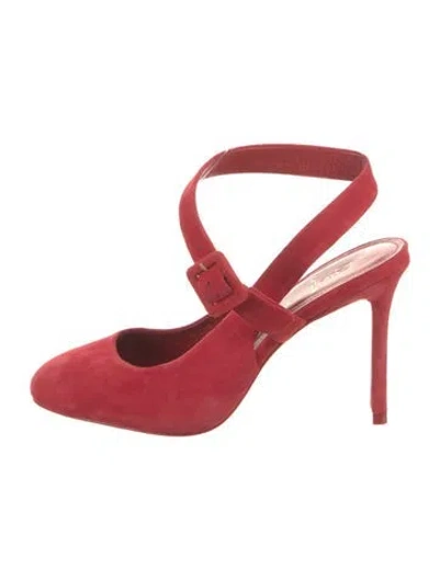 Pre-owned Larroude Suede Slingback Pumps In Red