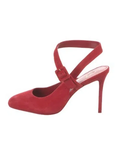 Pre-owned Larroude Suede Slingback Pumps In Red