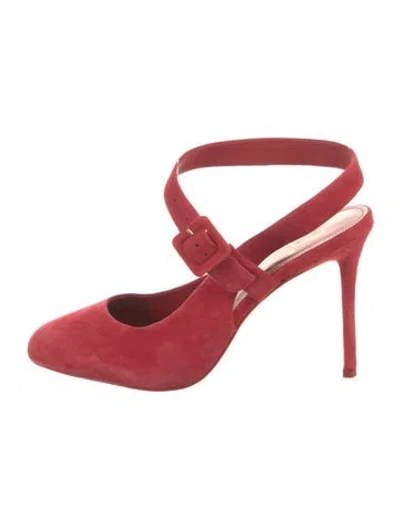 Pre-owned Larroude Suede Slingback Pumps In Red