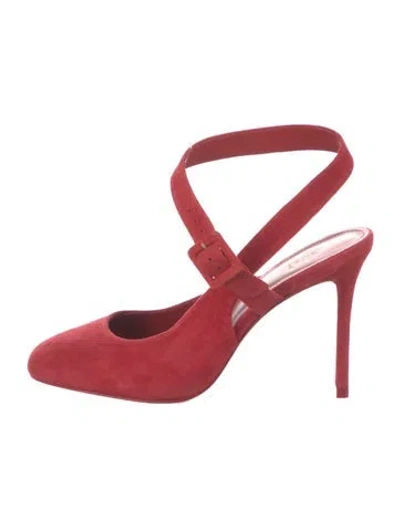 Pre-owned Larroude Suede Slingback Pumps In Red
