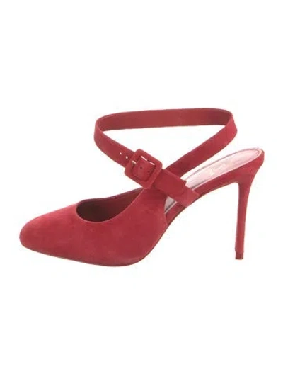 Pre-owned Larroude Suede Slingback Pumps In Red