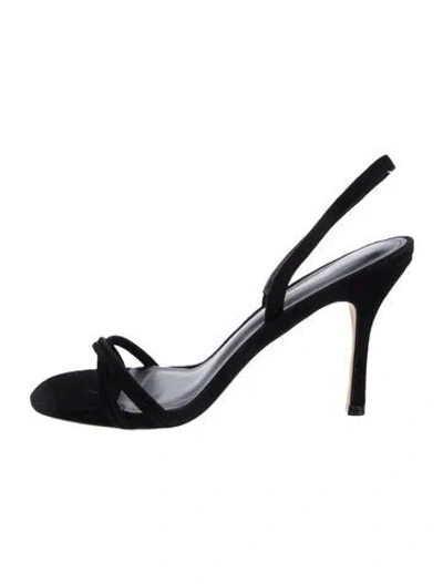 Pre-owned Larroude Suede Slingback Sandals In Black