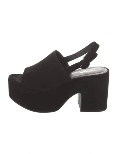 Pre-owned Larroude Suede Slingback Sandals In Black