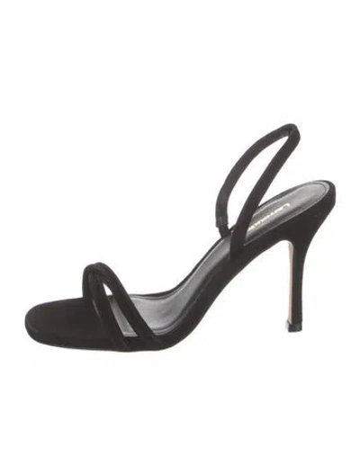 Pre-owned Larroude Suede Slingback Sandals In Black