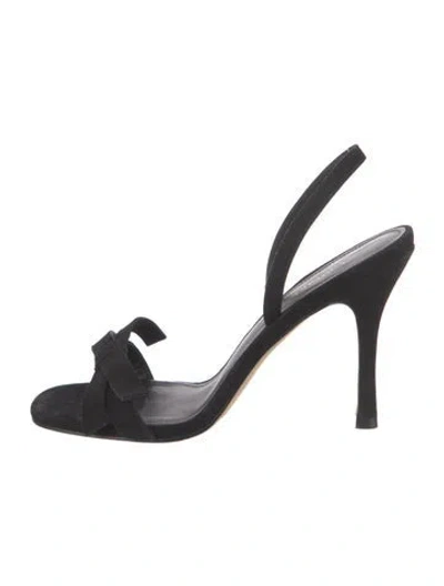Pre-owned Larroude Suede Slingback Sandals In Black