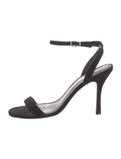 Pre-owned Larroude Suede Slingback Sandals In Black