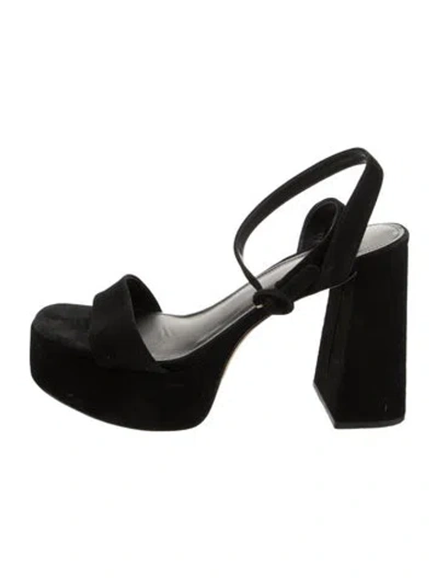 Pre-owned Larroude Suede Slingback Sandals In Black