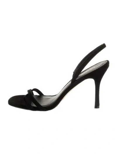 Pre-owned Larroude Suede Slingback Sandals In Black