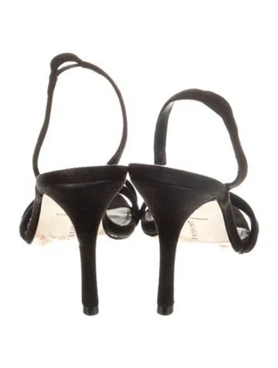 Pre-owned Larroude Suede Slingback Sandals In Black