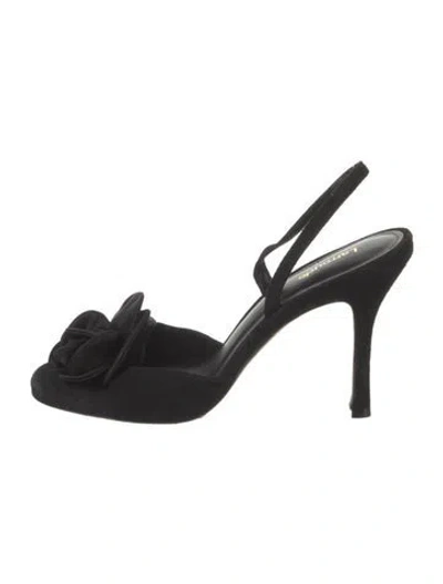 Pre-owned Larroude Suede Slingback Sandals In Black