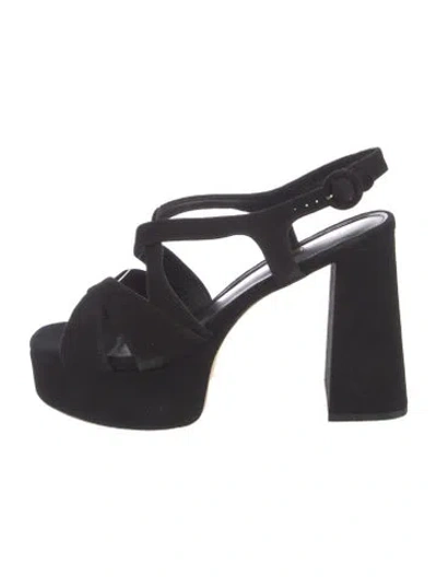 Pre-owned Larroude Suede Slingback Sandals In Blue