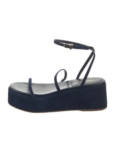 Pre-owned Larroude Suede Slingback Sandals In Blue