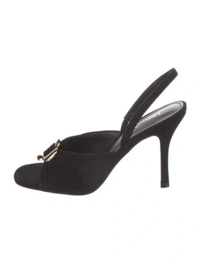 Pre-owned Larroude Suede Slingback Sandals W/ Tags In Black