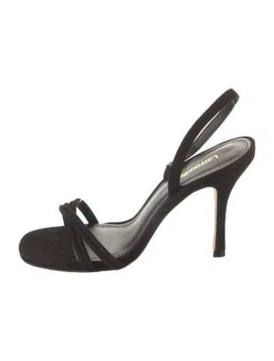 Pre-owned Larroude Suede Slingback Sandals W/ Tags In Black