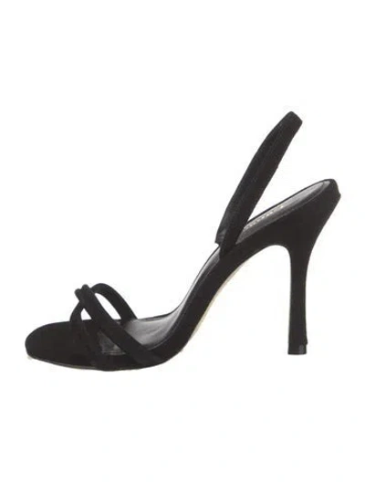 Pre-owned Larroude Suede Slingback Sandals W/ Tags In Black