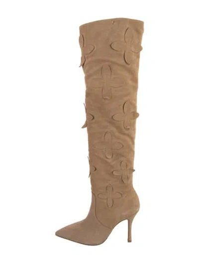 Pre-owned Larroude Suede Slouch Boots In Neutral
