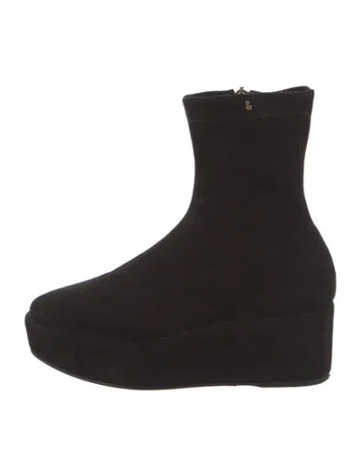 Pre-owned Larroude Suede Sock Boots In Black