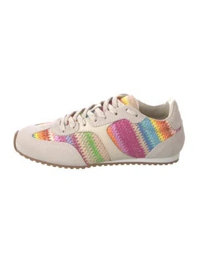 Pre-owned Larroude Suede Striped Sneakers In Multicolor