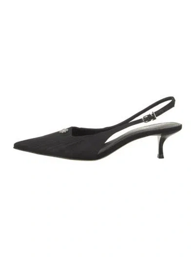 Pre-owned Larroude Suede Studded Accents Slingback Pumps In Black