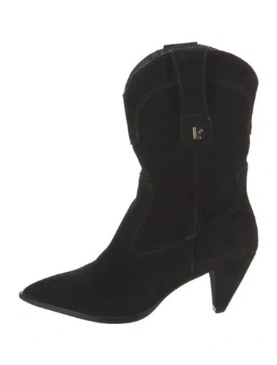 Pre-owned Larroude Suede Western Boots In Black