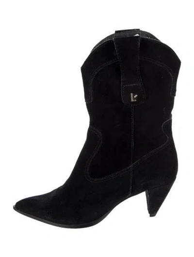 Pre-owned Larroude Suede Western Boots In Black
