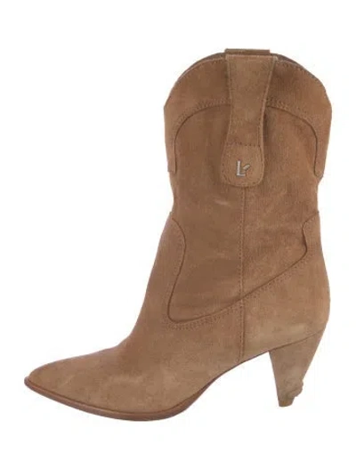 Pre-owned Larroude Suede Western Boots In Brown