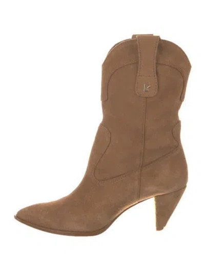 Pre-owned Larroude Suede Western Boots In Brown