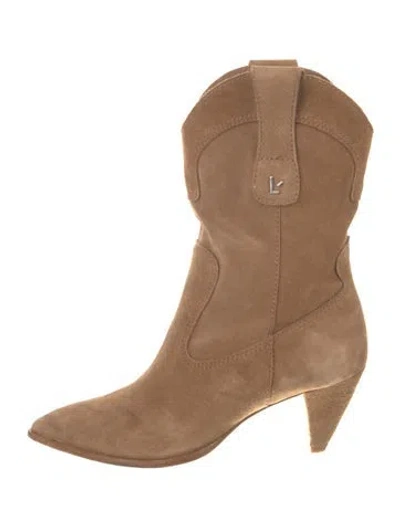 Pre-owned Larroude Suede Western Boots In Brown