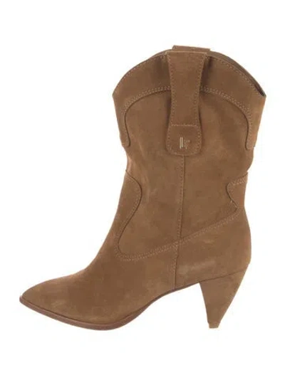 Pre-owned Larroude Suede Western Boots In Brown